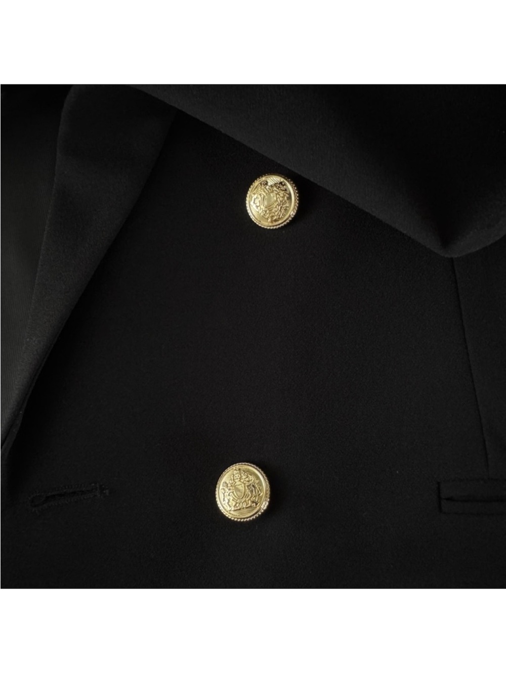 Zara Black Double-Breasted Blazer with Gold Buttons - Picture 3 of 10